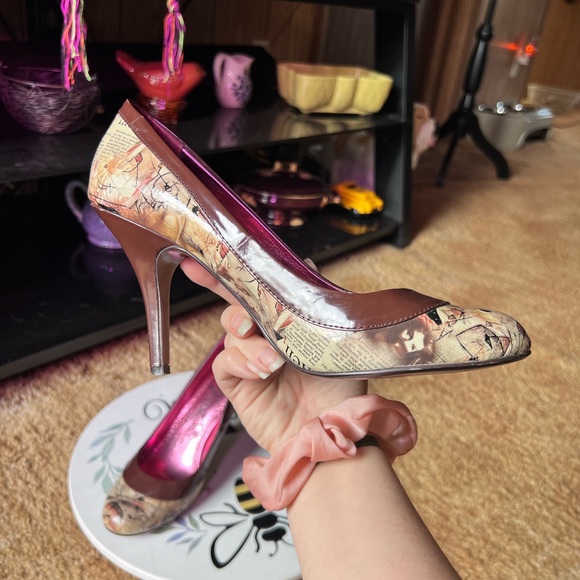 Naughty Monkey Womens Headliner Print Pumps Stiletto High Heels Round Toe. - Picture 9 of 17